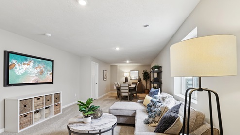 Main level with living, dining, and kitchen