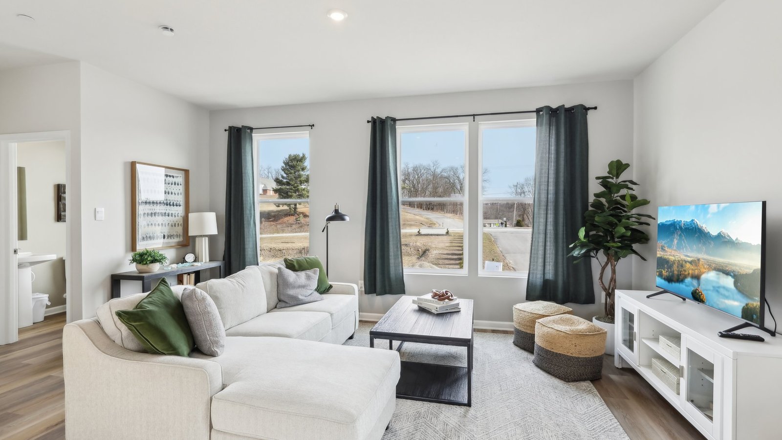 Living room with large island