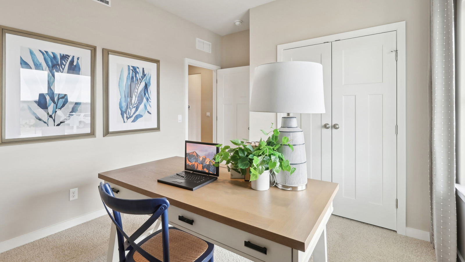 second room staged as an office