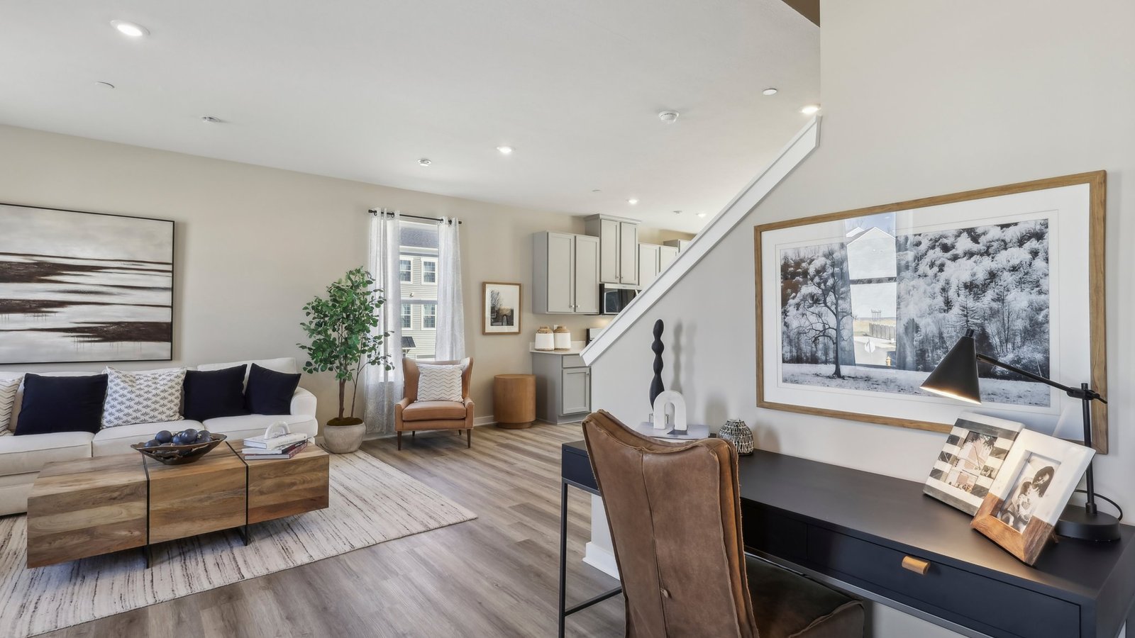 Living room with desk