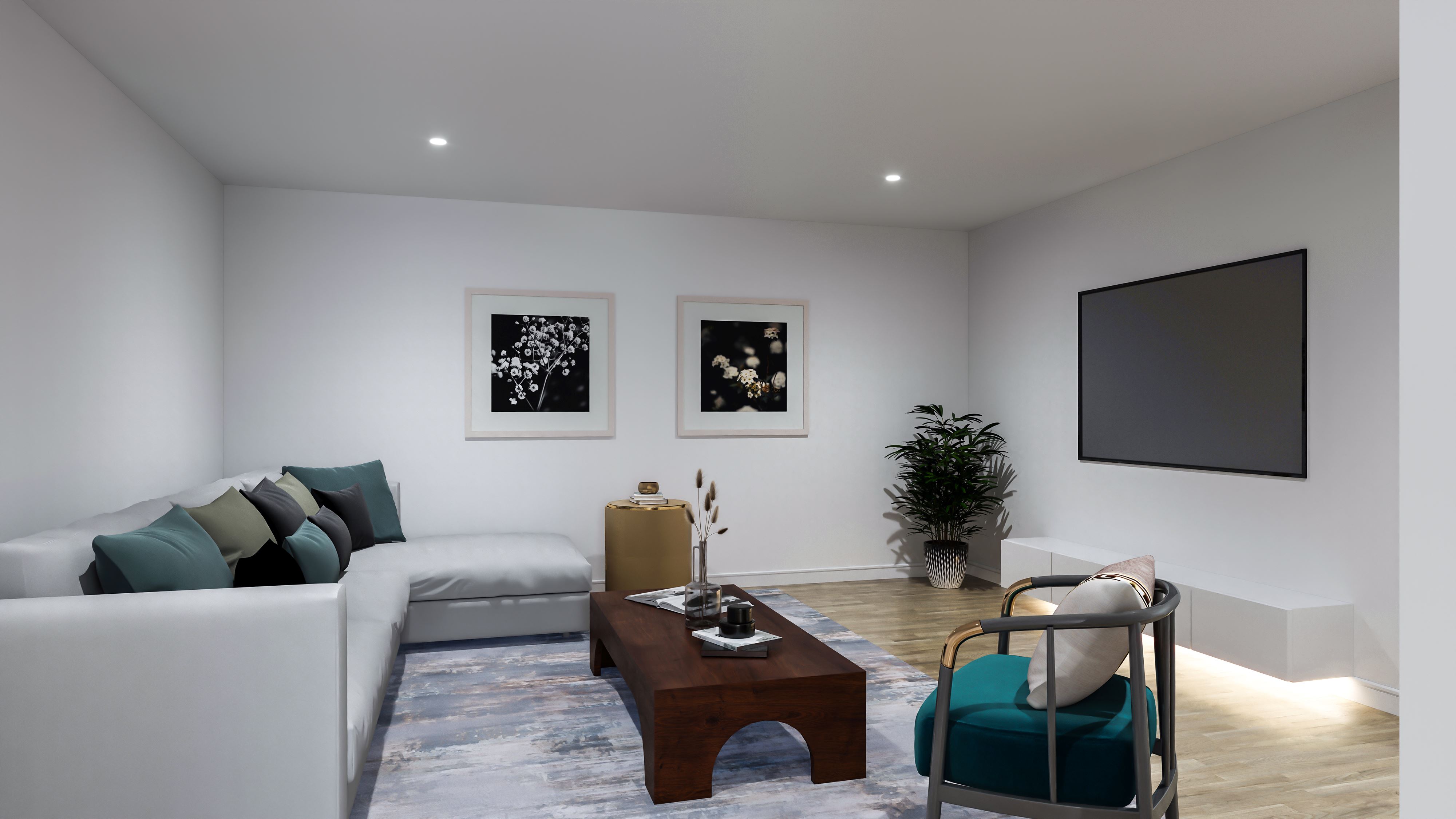 rendered rec room with bedroom