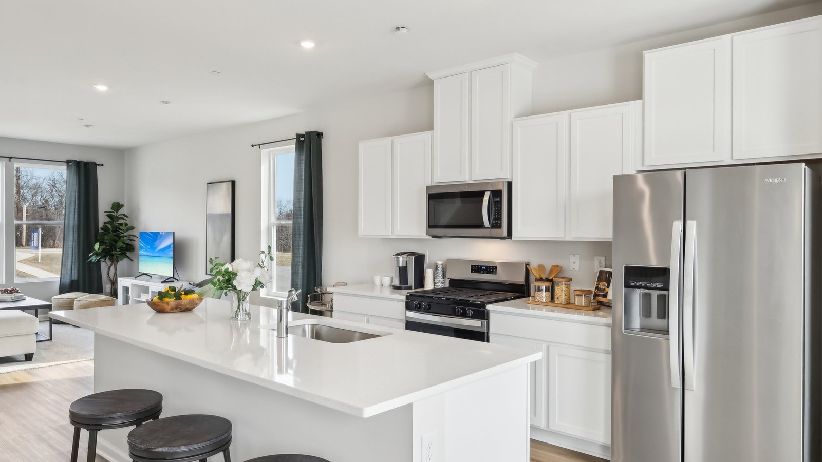 Kitchen with stainless steel appliances