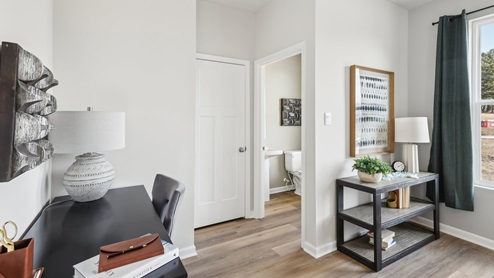 Main level nook with corner powder room