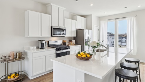 Kitchen with sliding glass doors