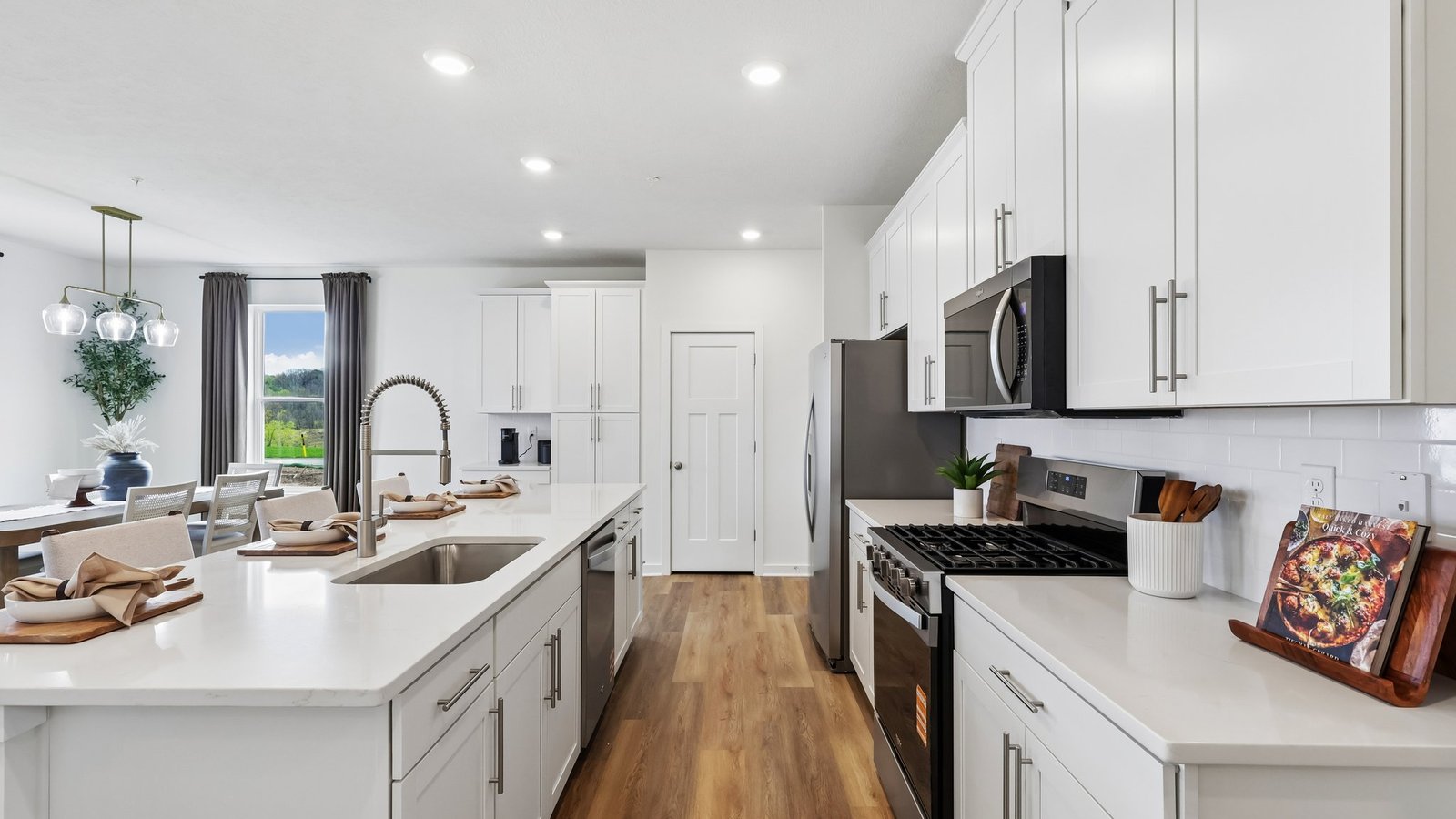 Kitchen with stainless steel appliances