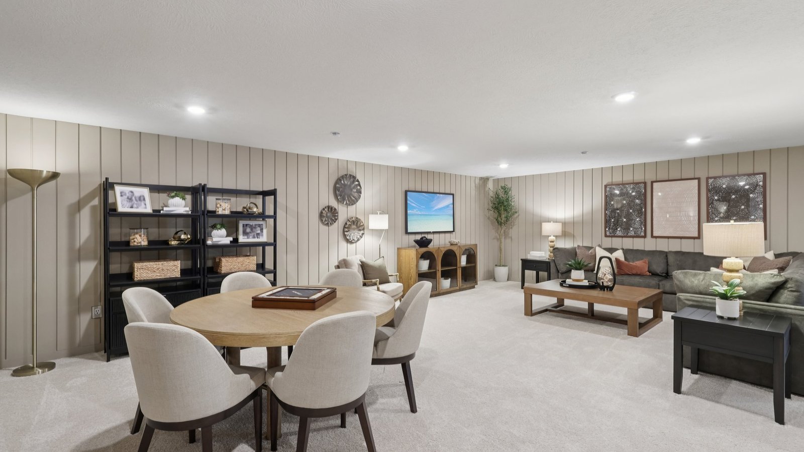 Open concept finished basement