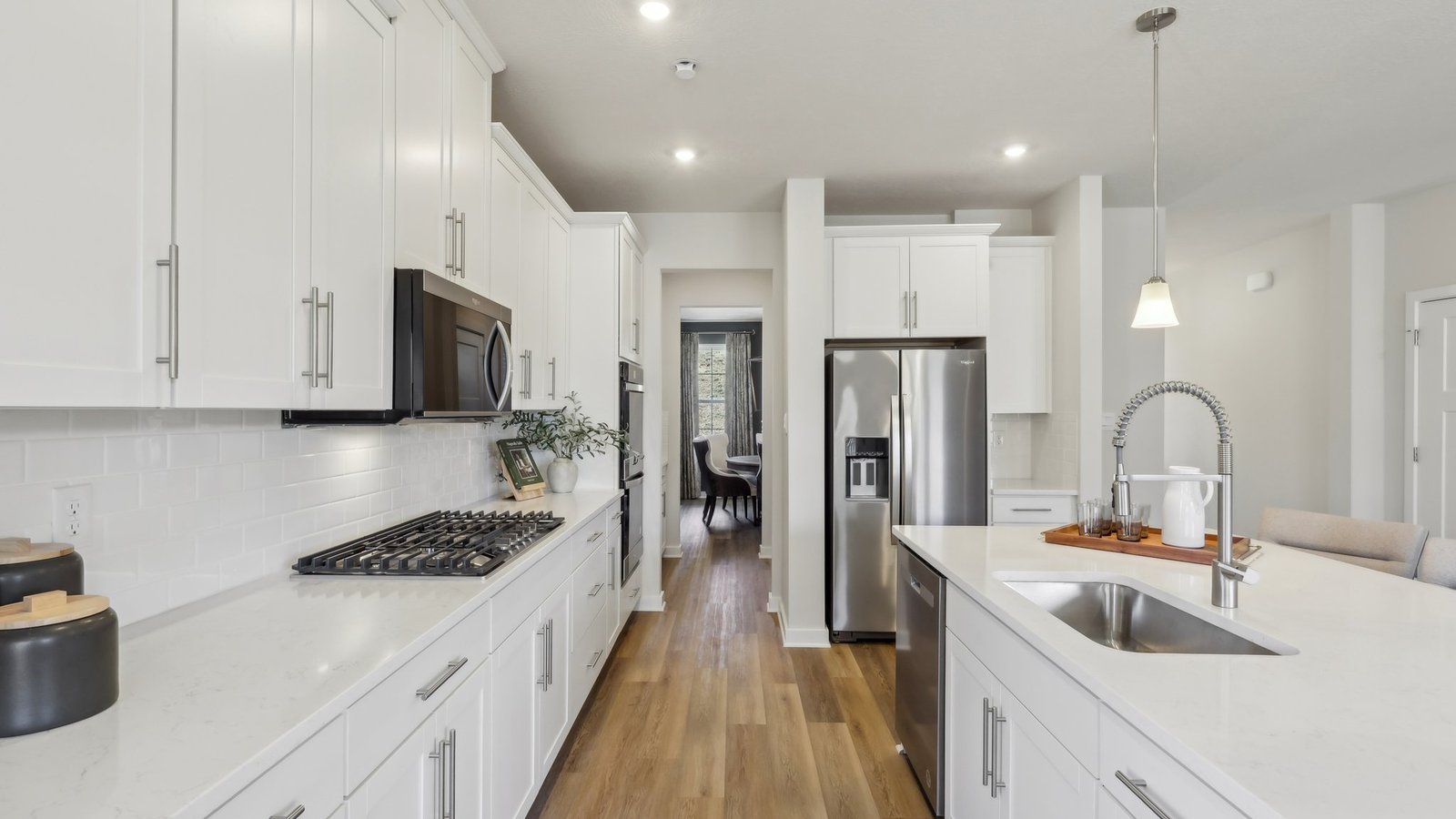 Kitchen with stainless steel appliances