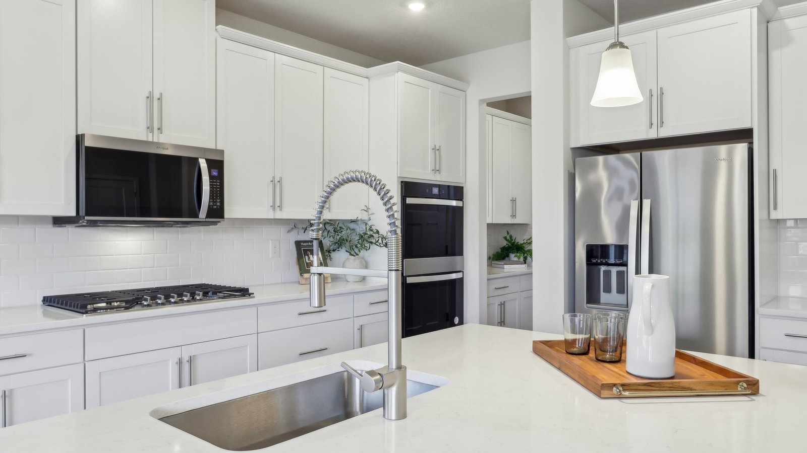 Kitchen with white cabinets