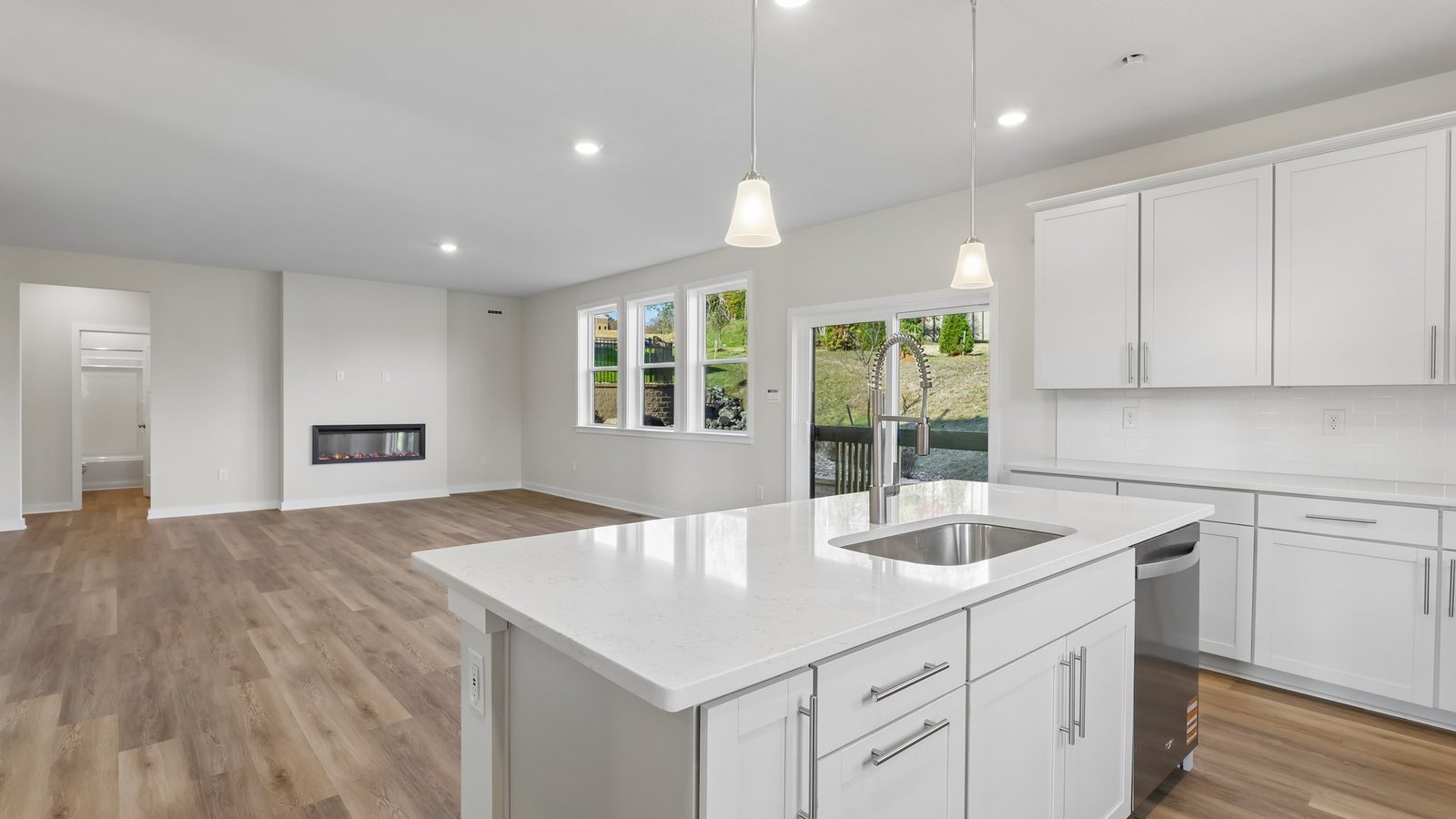 Kitchen into living area
