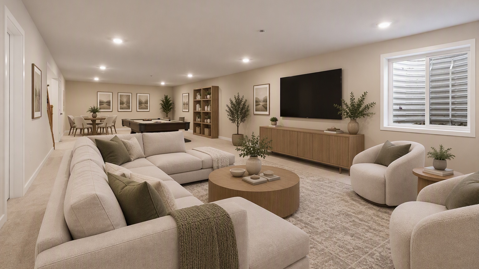 Basement virtually staged