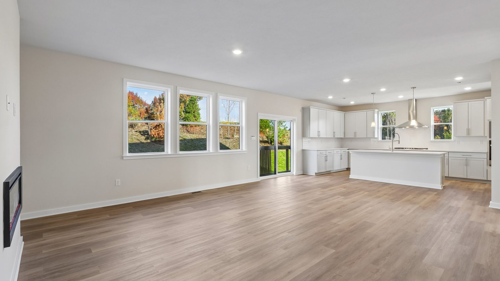 Living room space virtually staged
