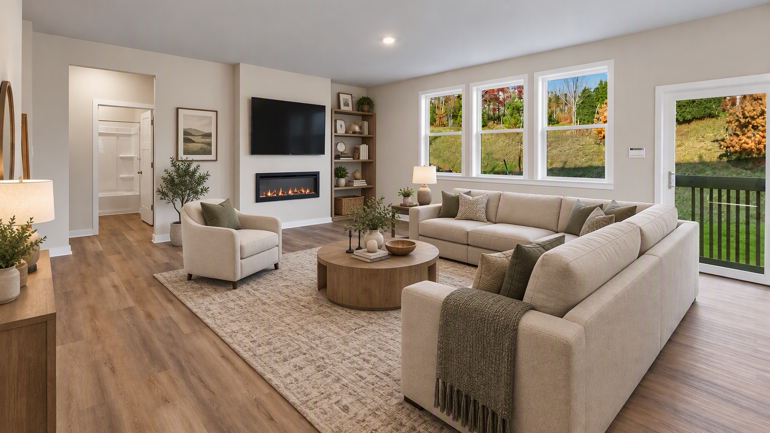 Living room virtually staged