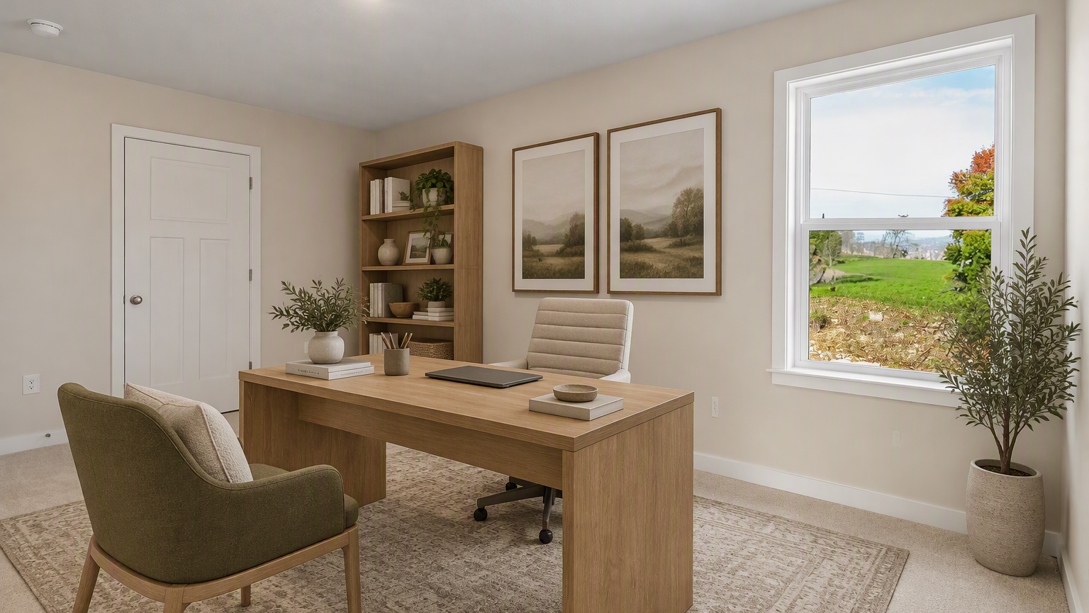 Second room virtually staged as an office