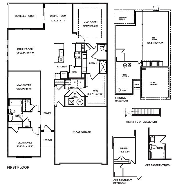 first floor with opt basement