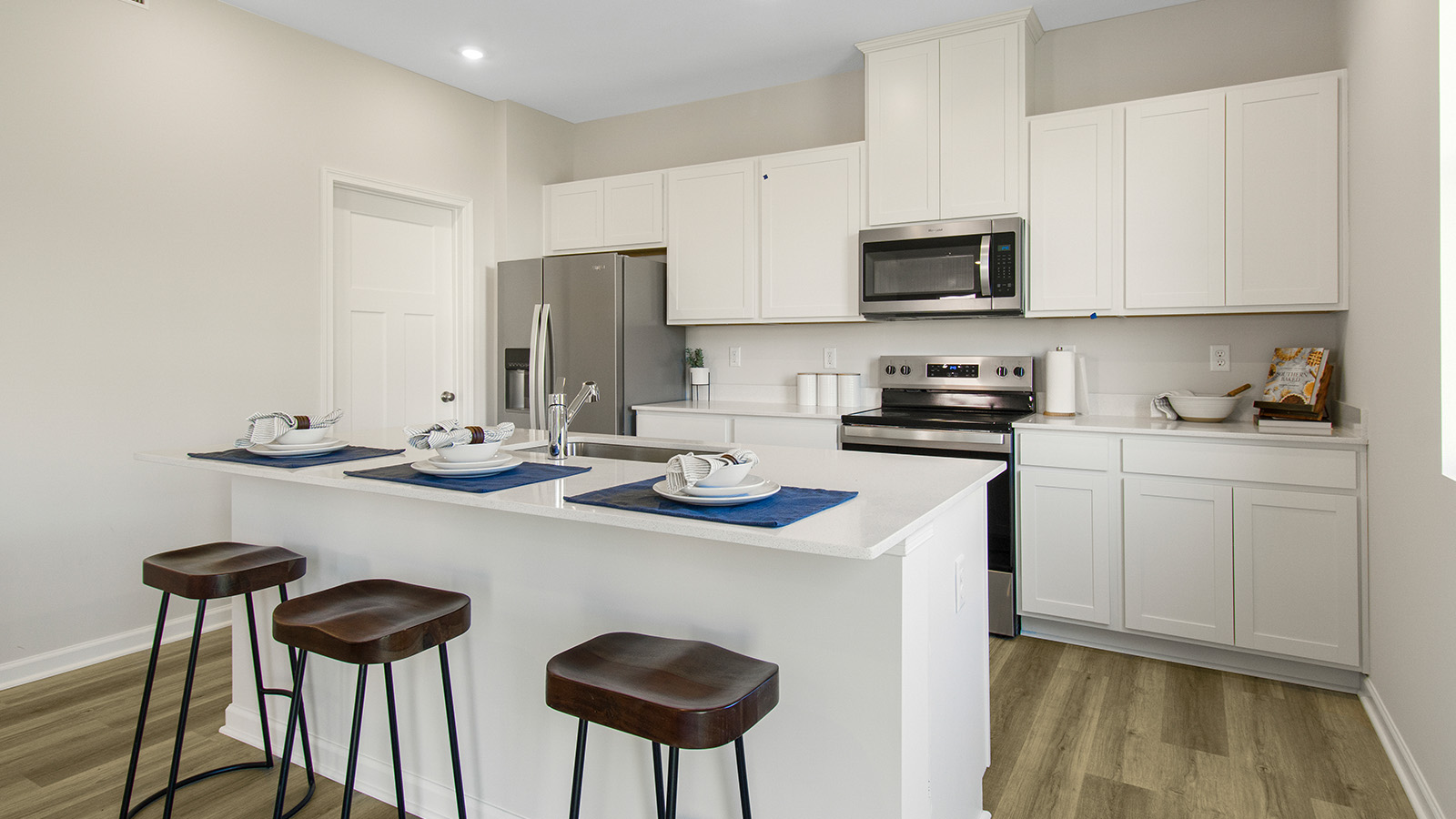 Kitchen with stainless steel appliances