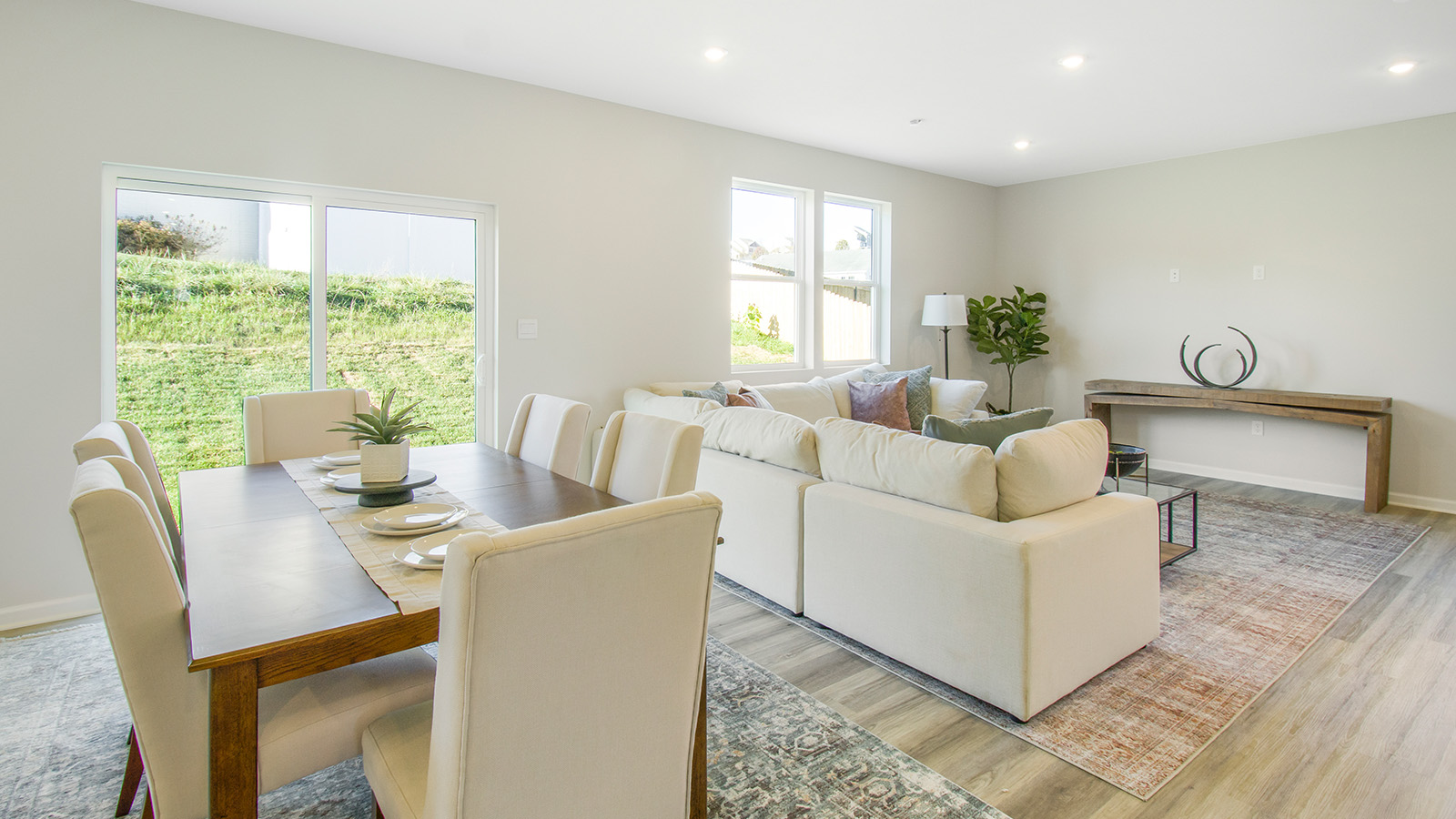 dining and living room areas on main level