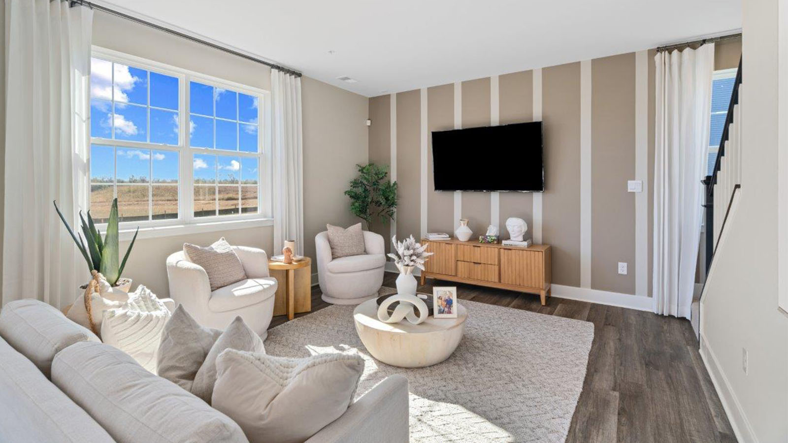 Living area with large windows