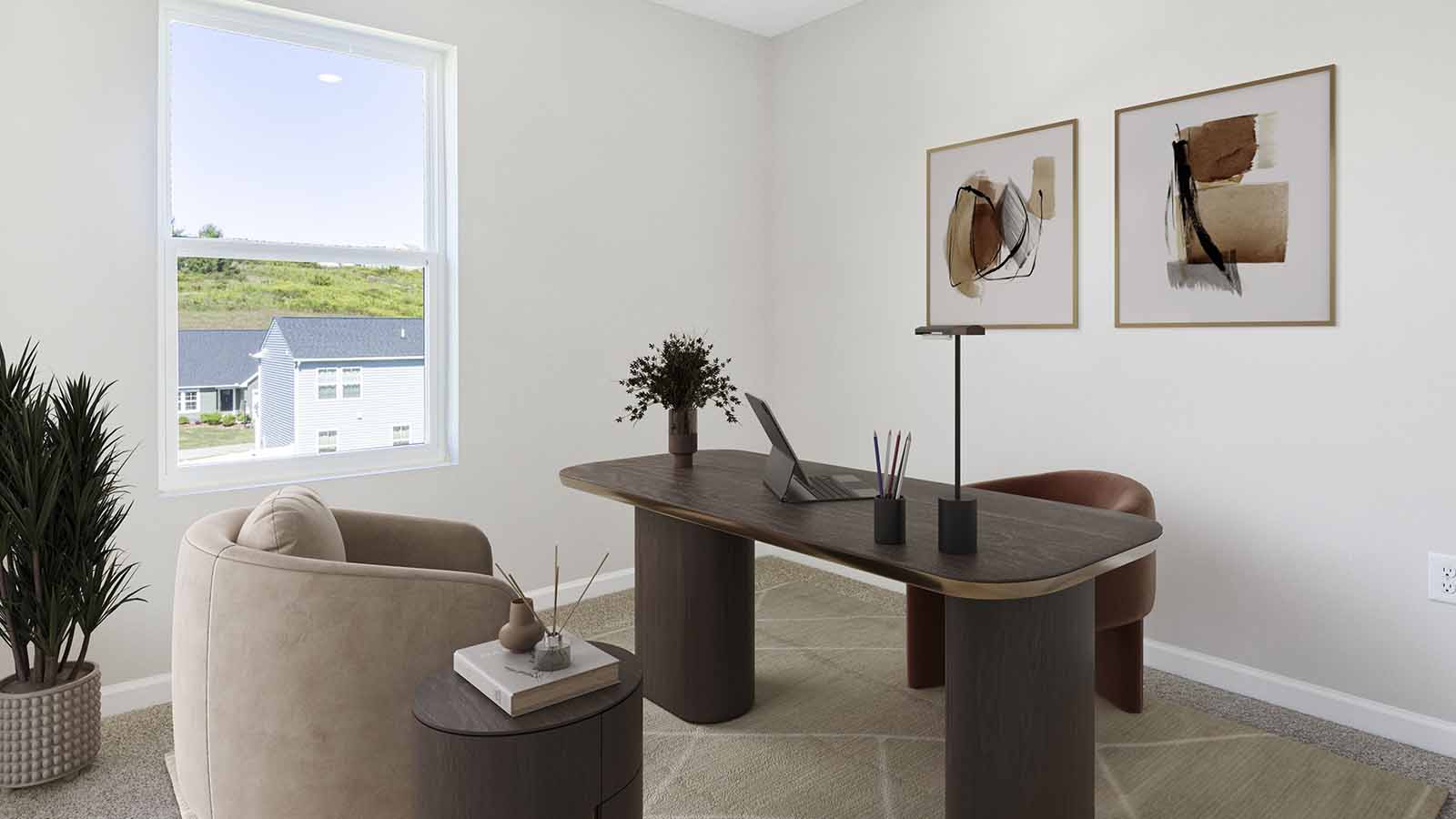 second room staged as an office