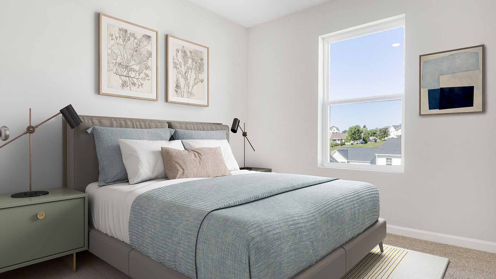 secondary bedroom staged