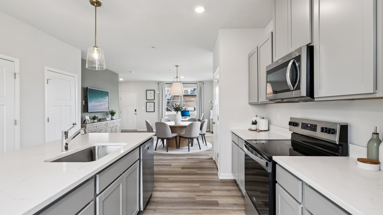 Kitchen with stainless steel appliances