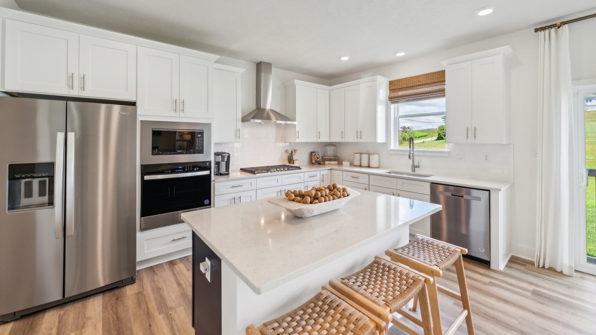 Kitchen area with large island