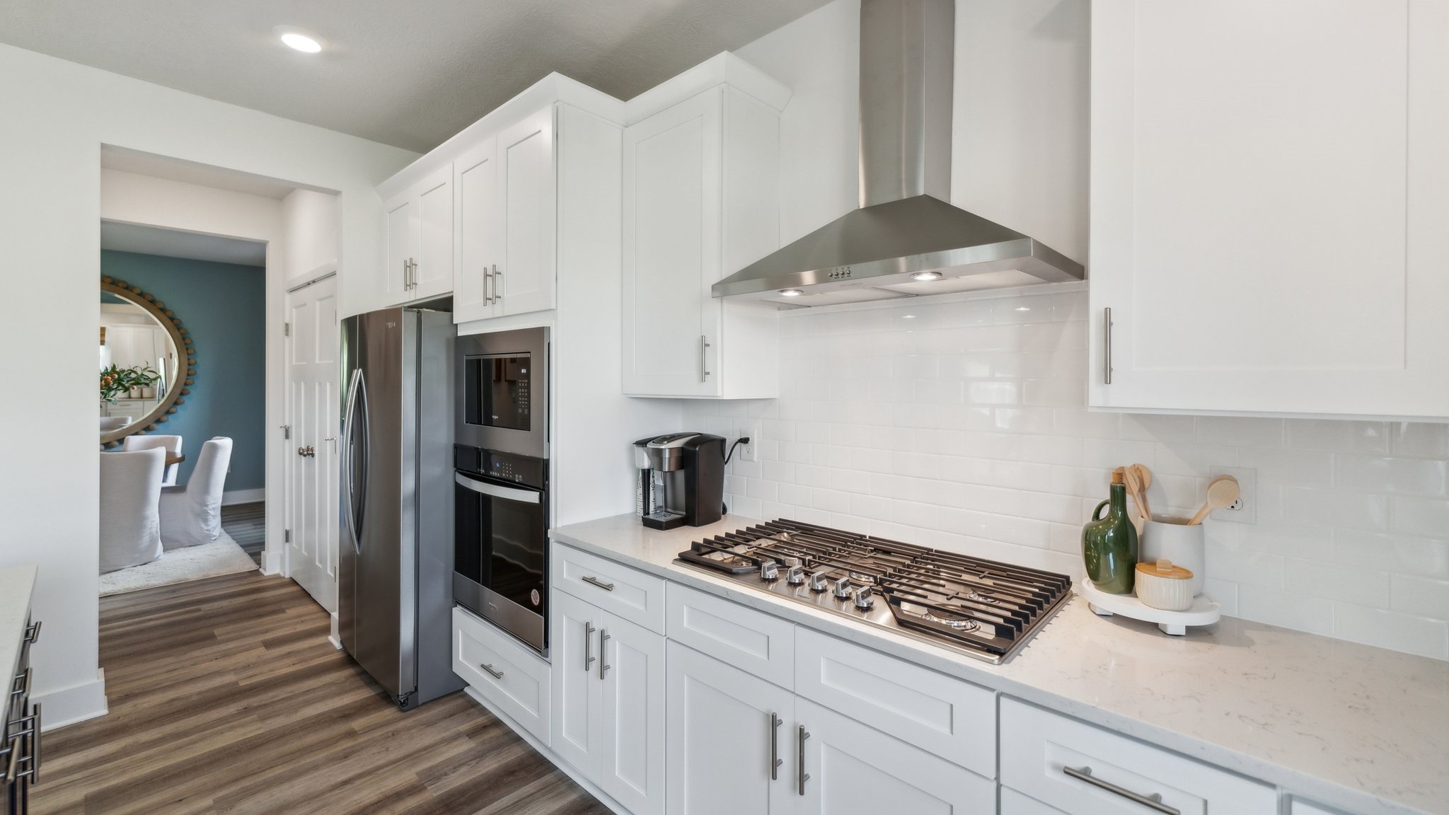 Kitchen with stainless steel appliances