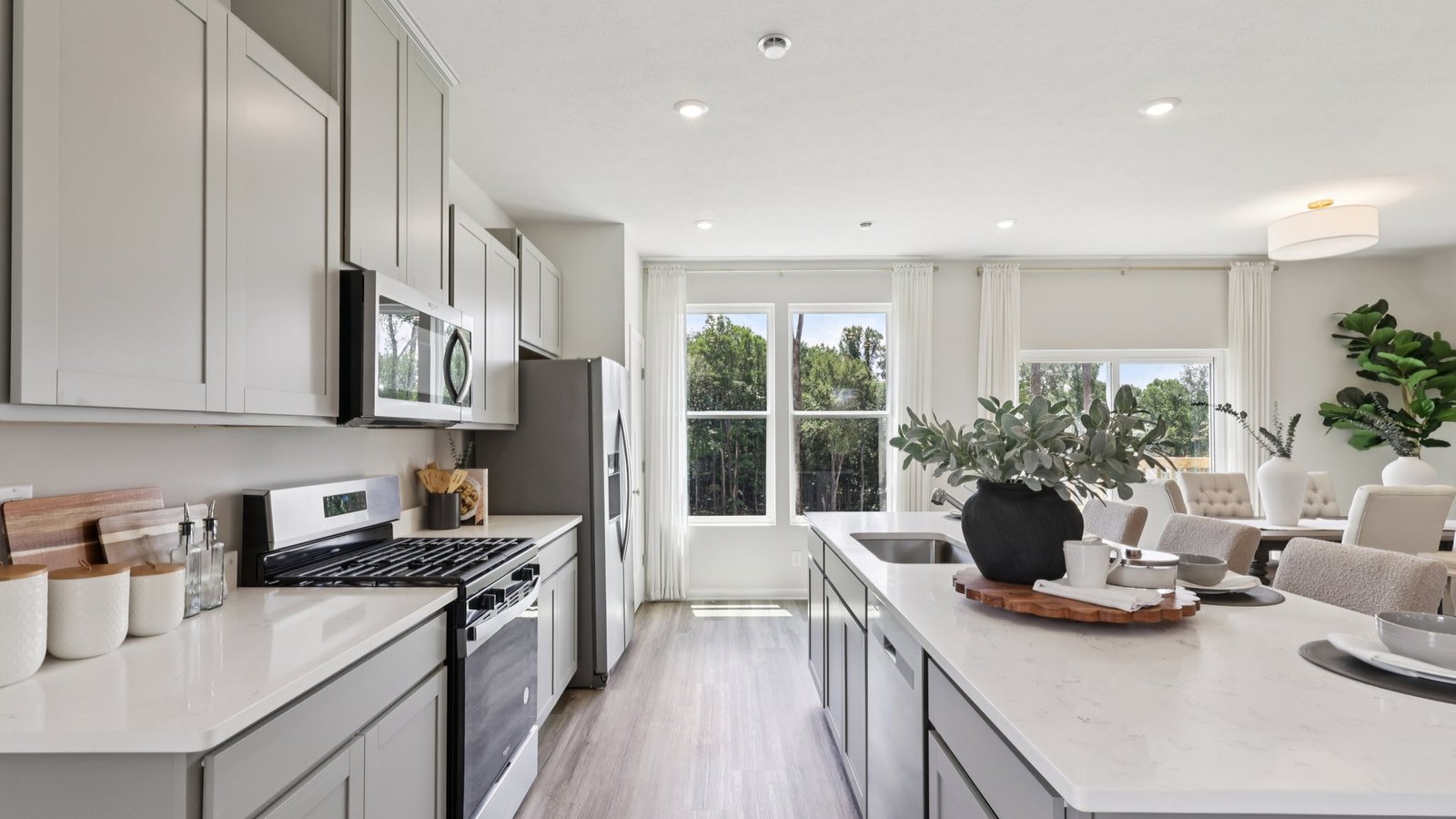 kitchen with white countertops