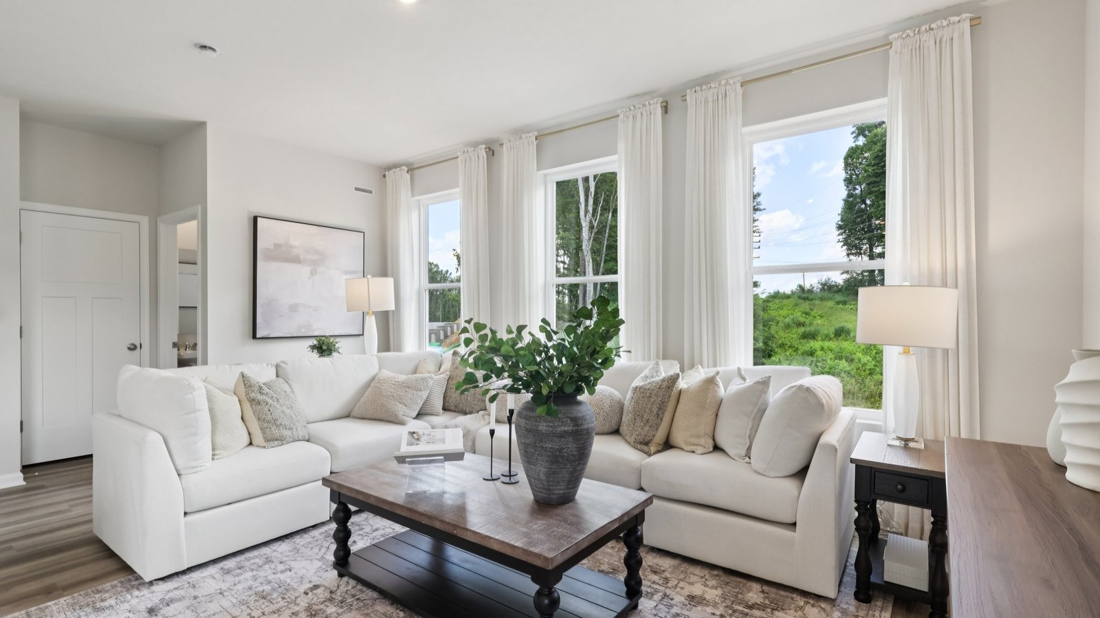 living area with large windows