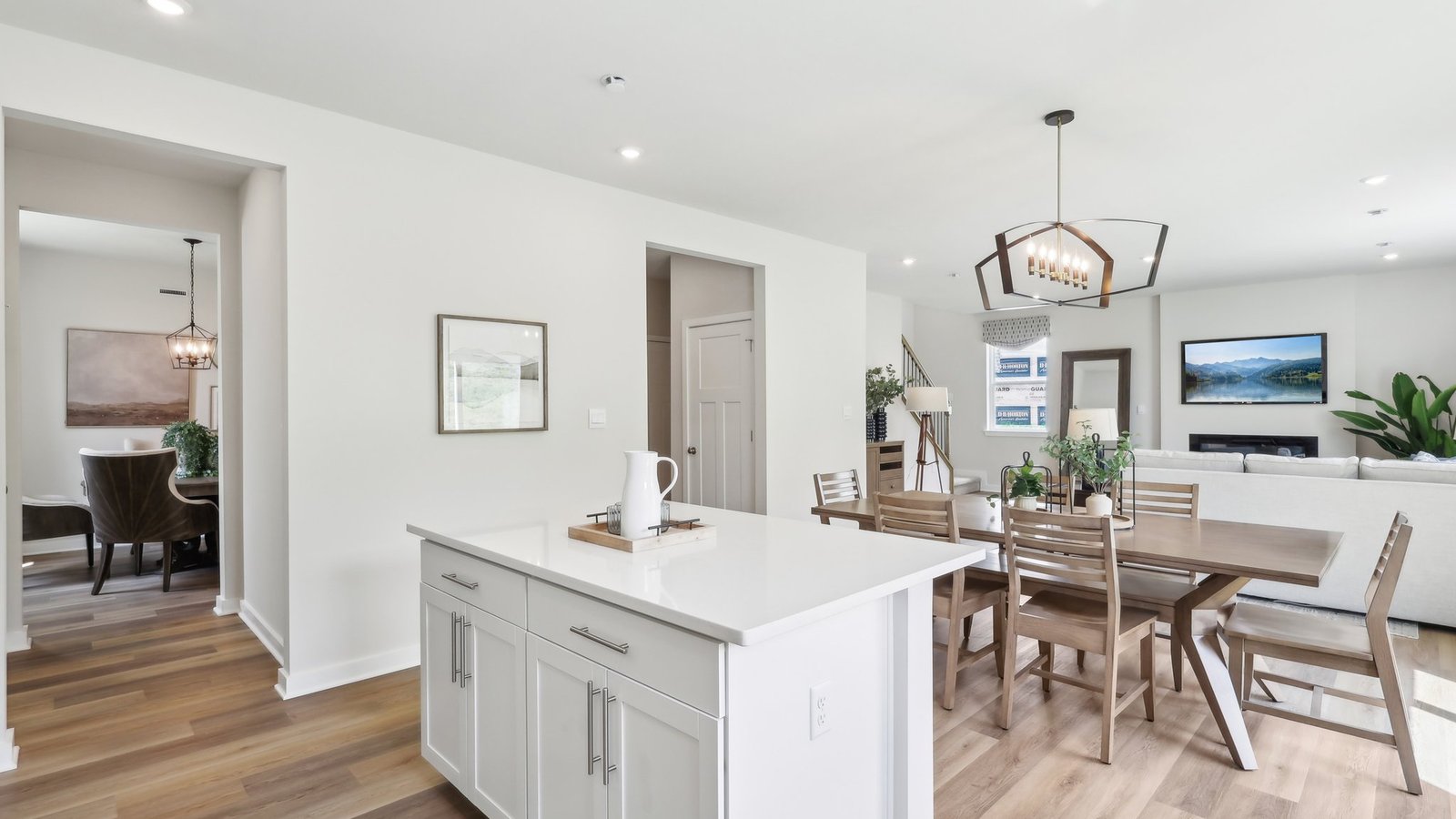 kitchen with island into the dining area