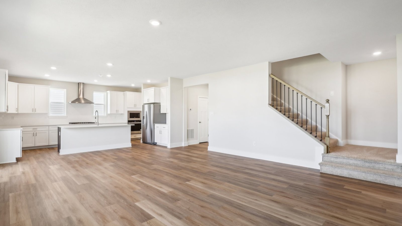Living area and kitchen