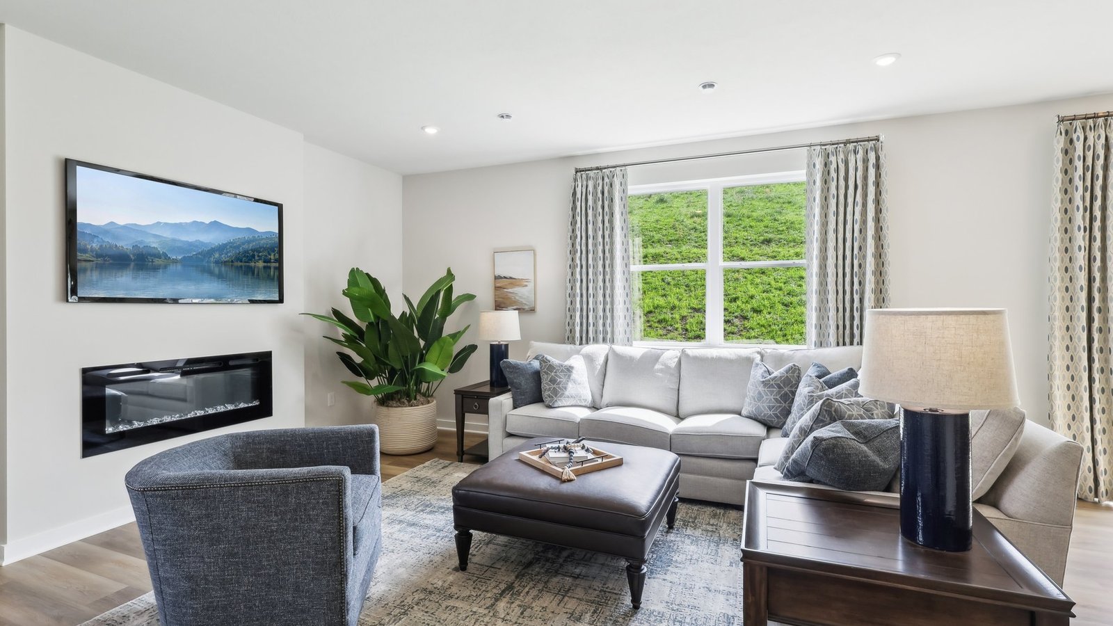 living room with fireplace