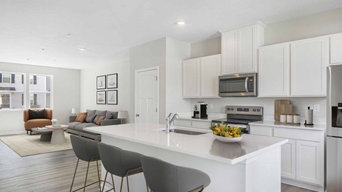 kitchen and living room virtually staged