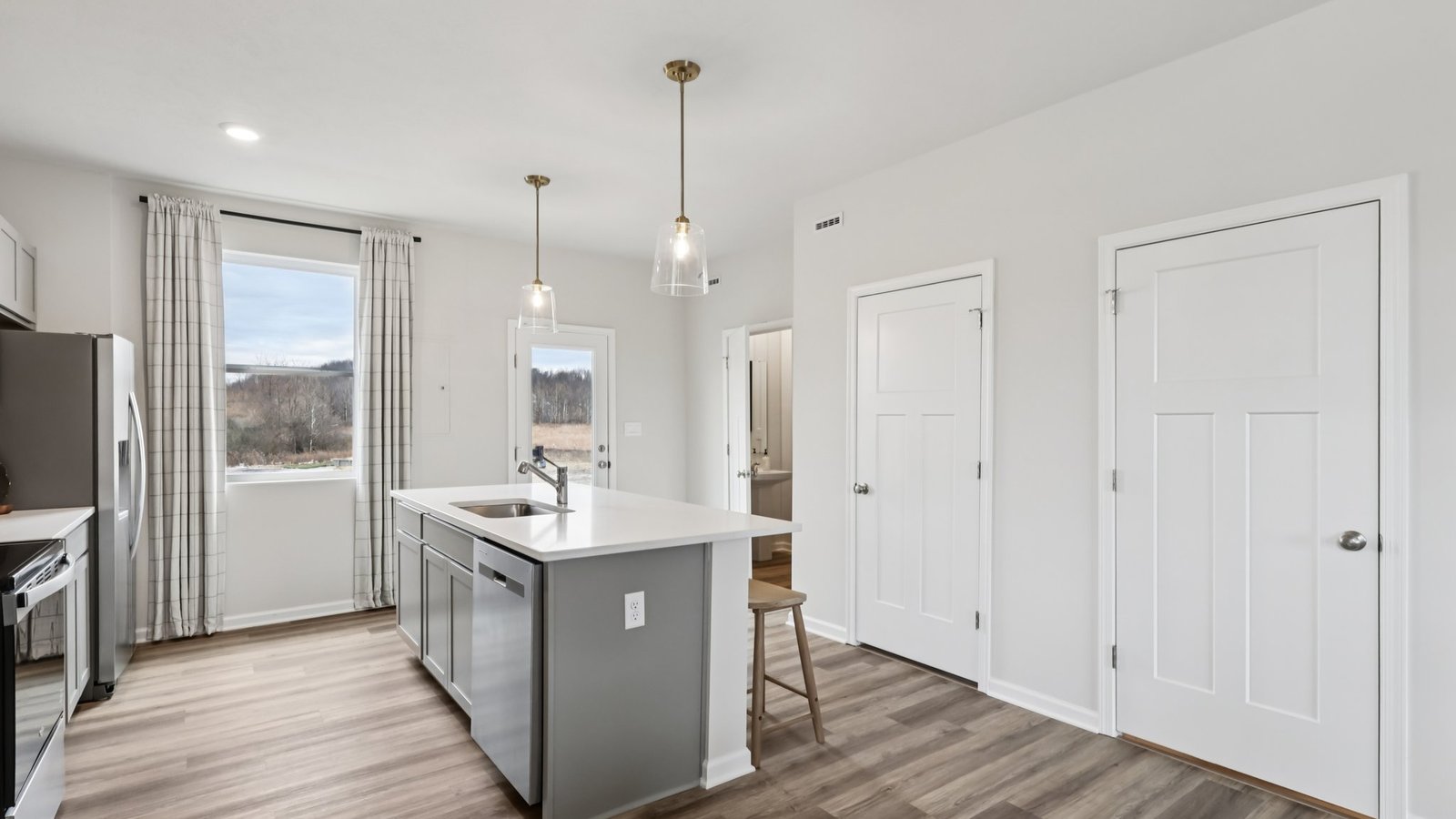 Kitchen with half bath