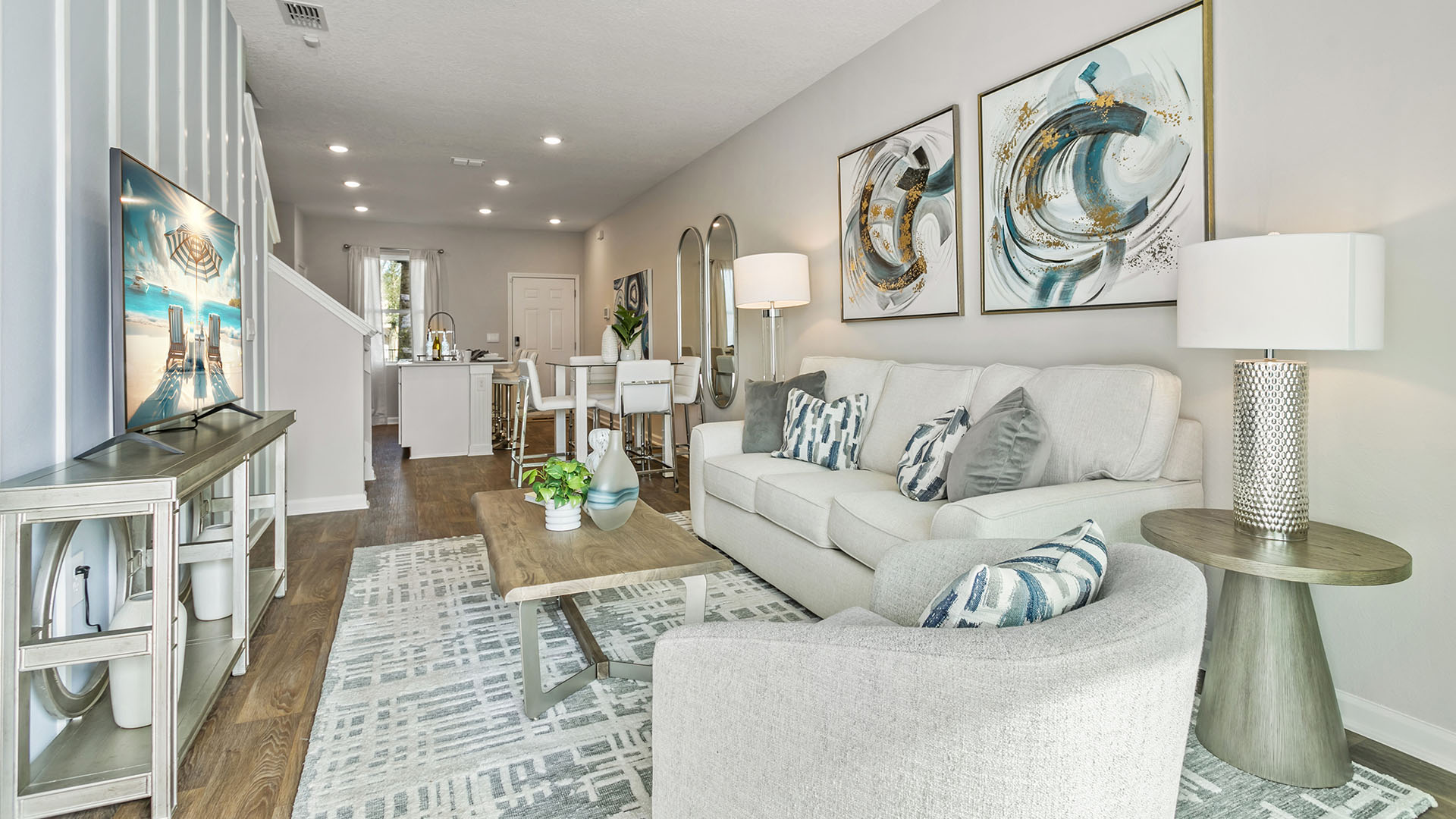 Interior living and dining area with window