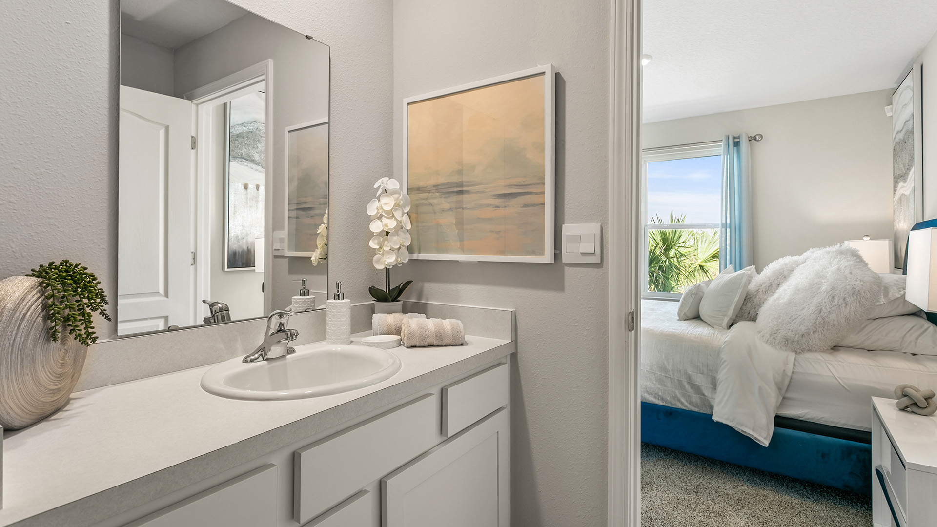 Interior bathroom and bedroom