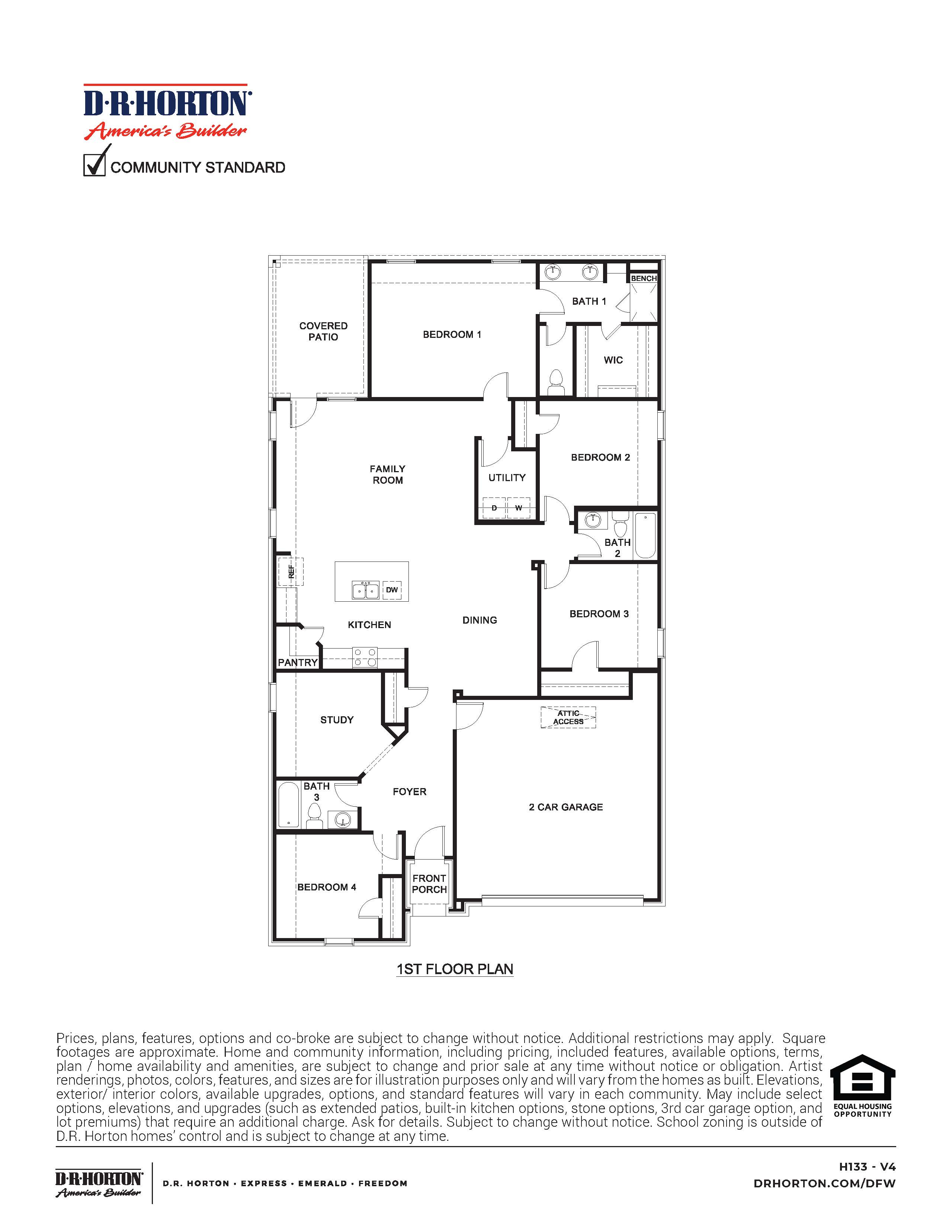 H133 Floorplan in WIlliamsburg of Fate