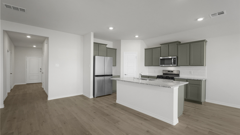 kitchen and living area