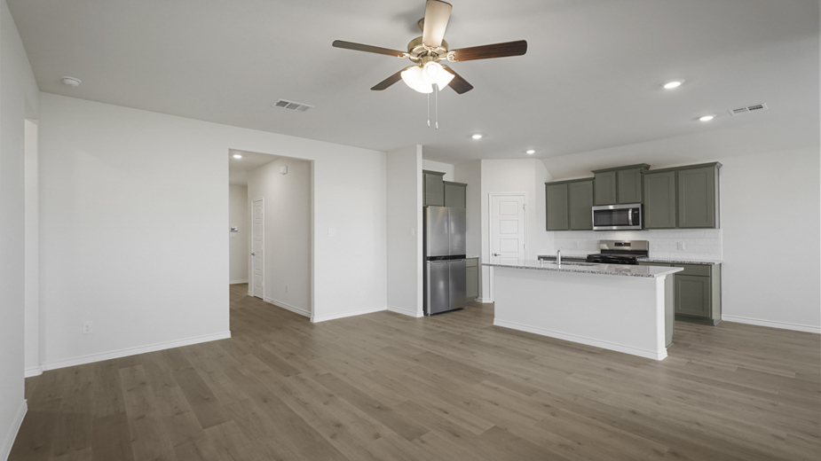 kitchen and living area