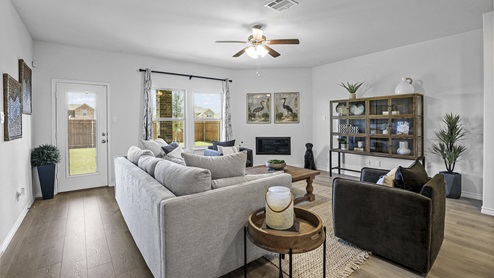 5044 Blazer Way at Fireside by the Lake in Garland, TX open concept living area with hardwood floors