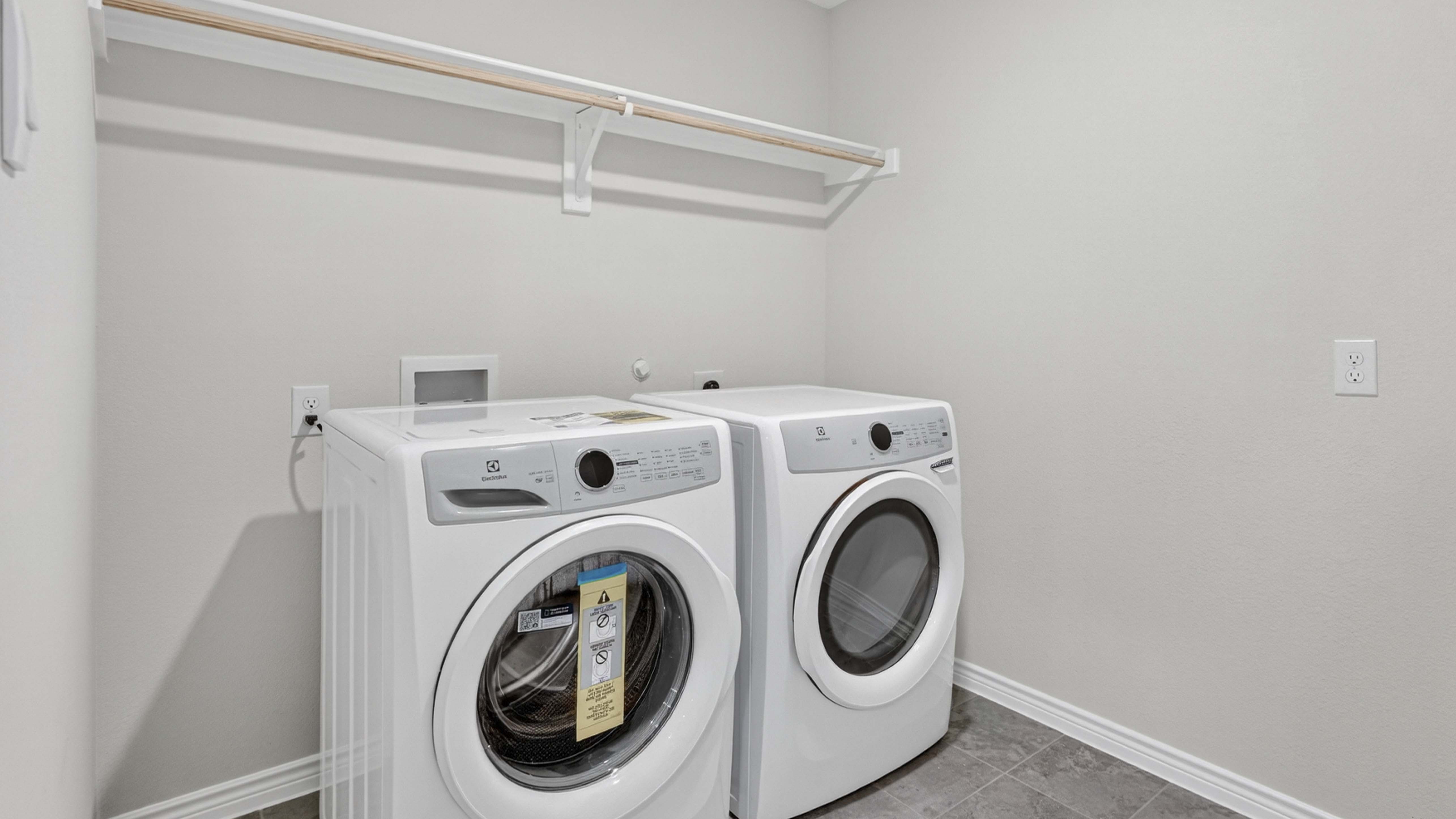 utility area for washer and dryer