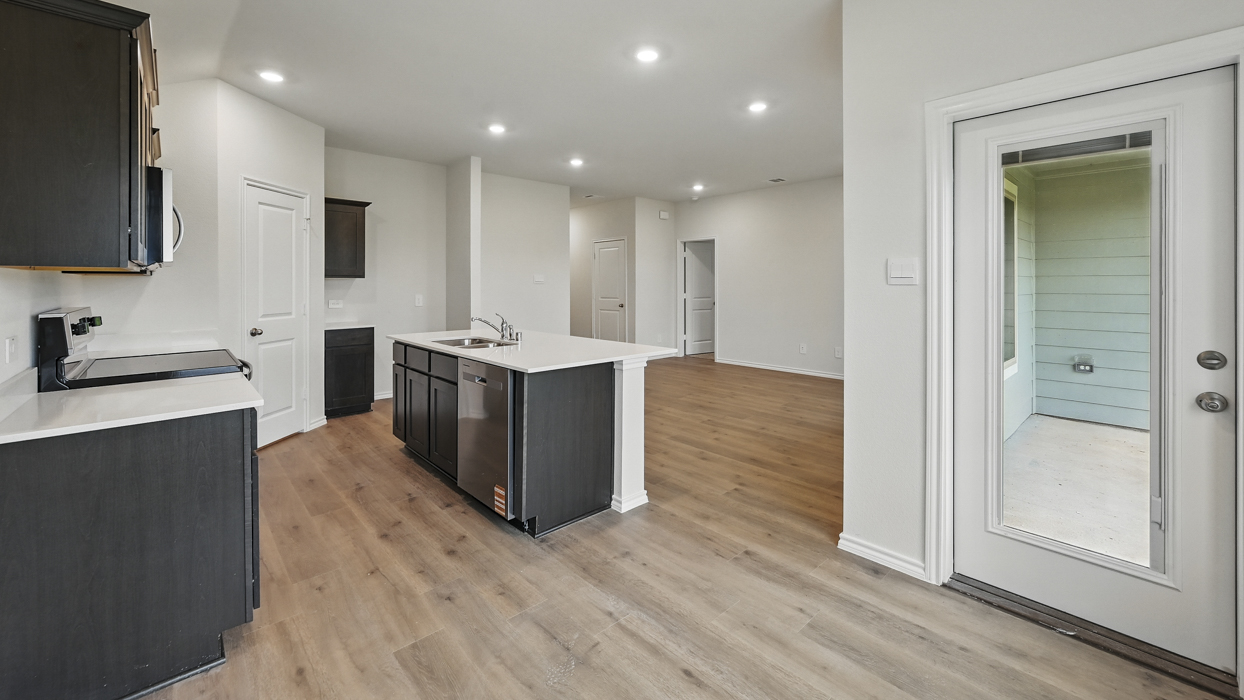 kitchen and living room