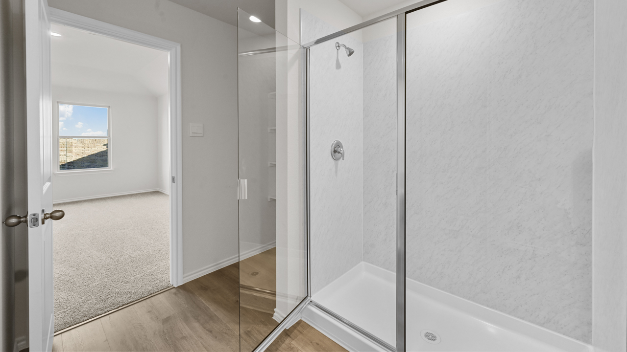 close up of walk in shower