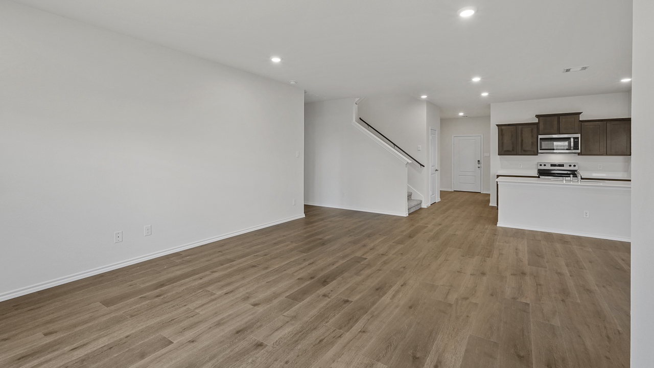 large living room overlooking kitchen