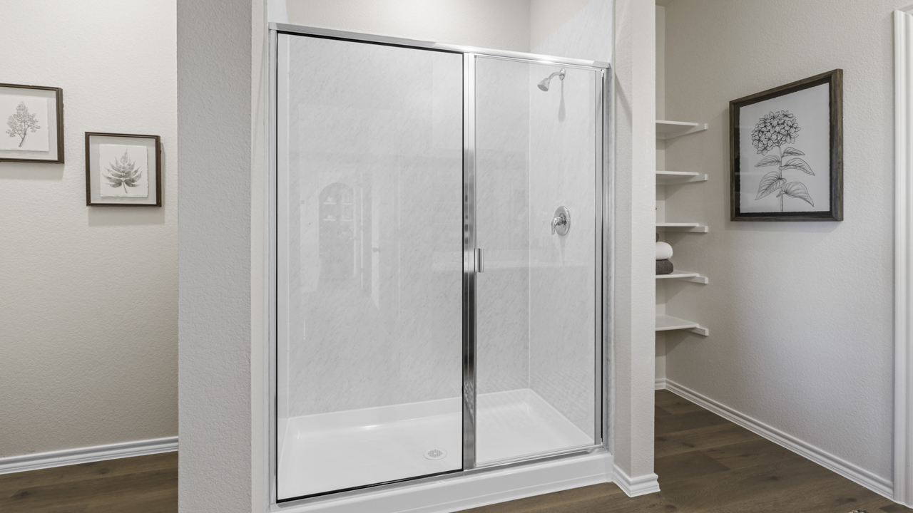 primary bathroom with oversized shower