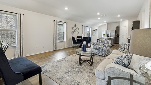 Model home - 2017 Wildcat Trail at Wildcat Ranch in Crandall, TX open concept living area