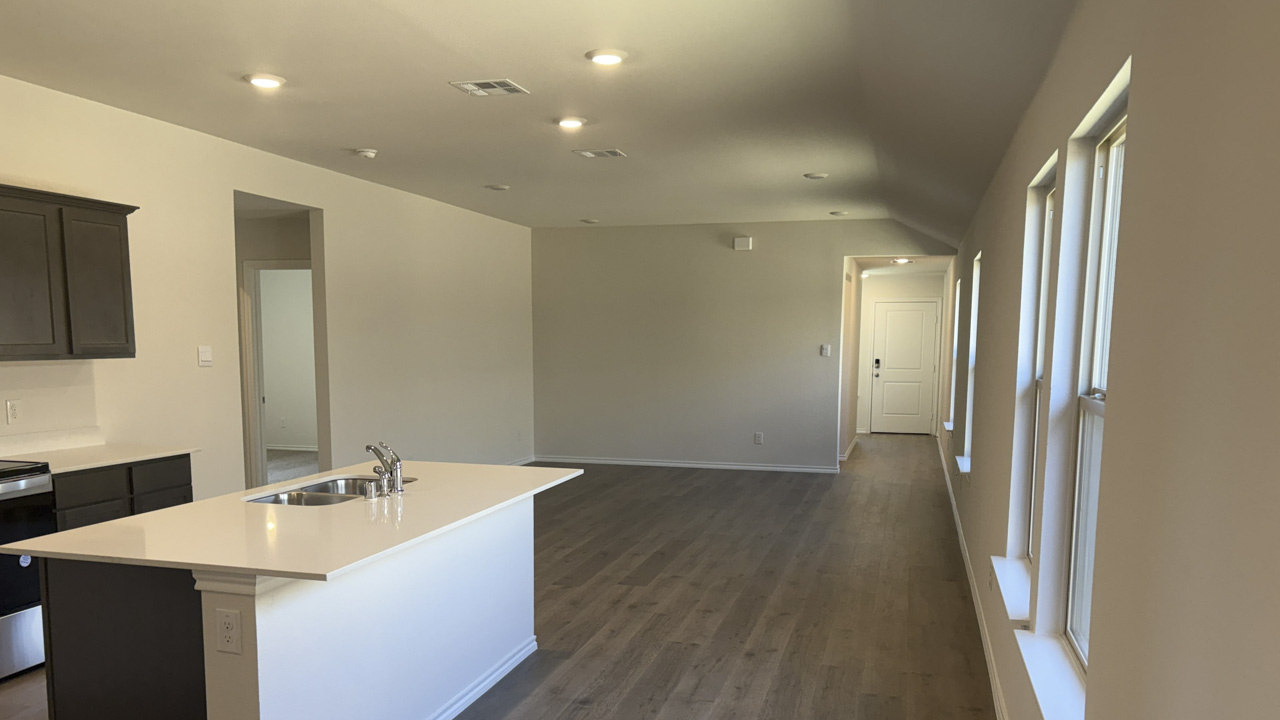 kitchen and living area