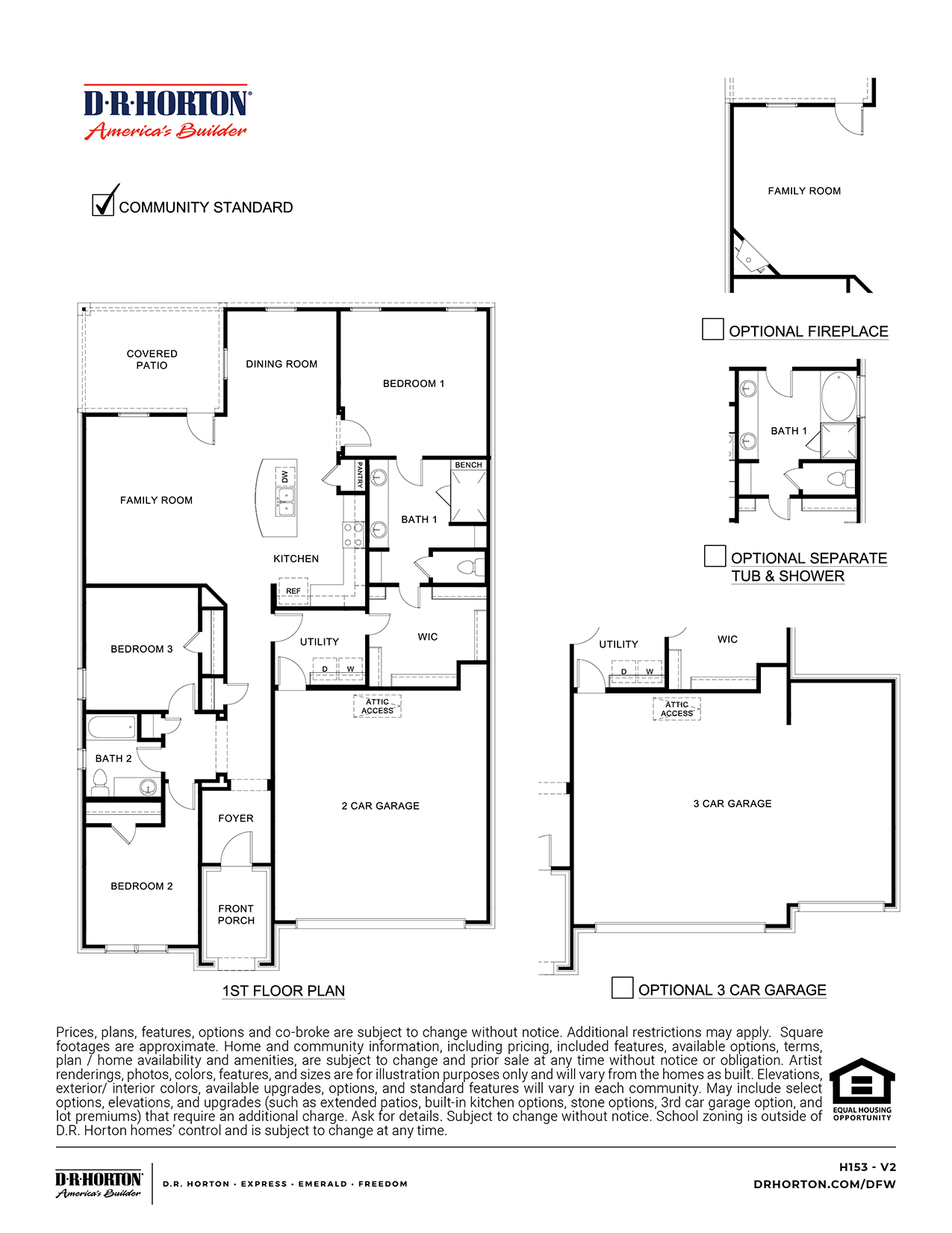 H153 Floorplan in Trailstone of Caddo Mills