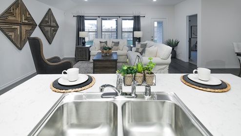 Valor farms amenities model kitchen and living