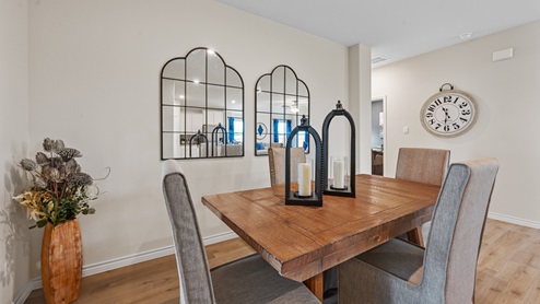 An open-concept dining room