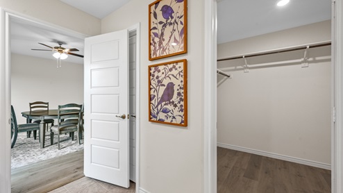 The primary bathroom with large walk-in closet